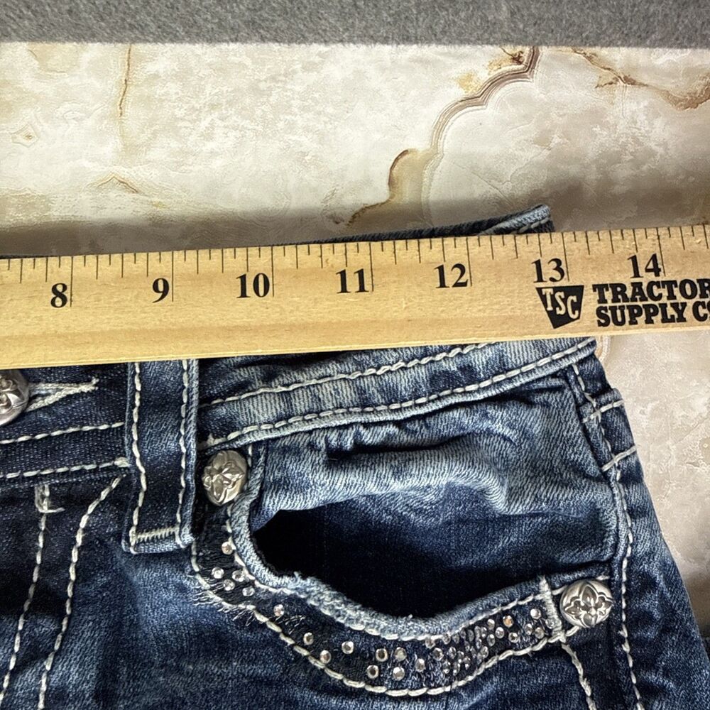 Miss Me Signature Boot Cut Jeans Embellished Rhinestones Y2K Low Rise Size 25 - Picture 8 of 9